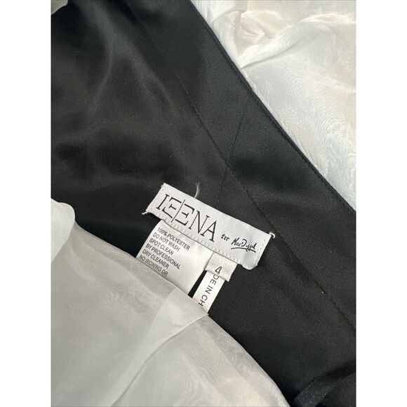 NEW $298 IEENA Mac Duggal [ 4 ] Dramatic Ruffle Cocktail Mini Dress Black‎ White - Picture 4 of 14